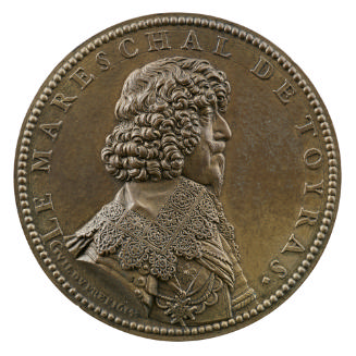 Bronze portrait medal of Jean du Caylar de Saint-Bonnet, Marechal de Toyras wearing the cross o…