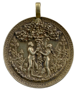 Gilt-silver medal depicting Adam and Eve under the Tree of Knowledge and surrounded by animals