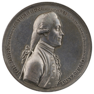 Silver portrait medal of Baron Johan Derk van der Capellen tot den Pol hair brushed back from t…