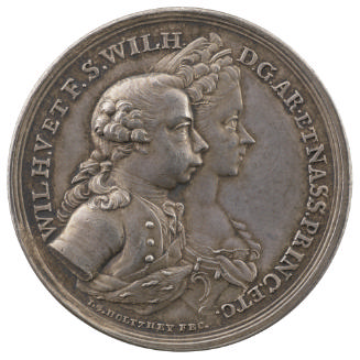 Silver portrait medal of William V and Frederika Sophia Wilhelmina