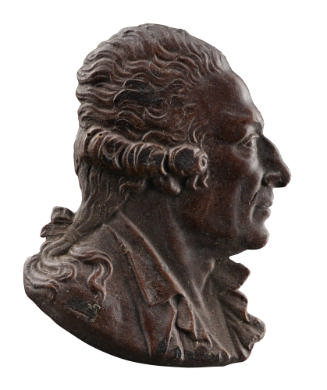 Wax profile of a man in profile to the right