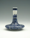 White hard-paste porcelain bottle-shaped vase with underglaze blue decoration, side view