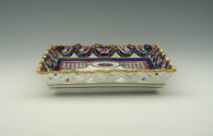 Alternate view of porcelain square tray with polychrome decoration