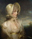 Oil painting of lady wearing hat and looking to the side