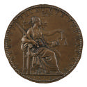 Bronze medal of a Personification of Justice with sword and scales