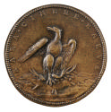 Bronze medal of a phoenix rising from the ashes