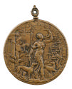Bronze medal of Ippolita Gonzaga as Diana, in her roles as virginal hunter and goddess of the m…