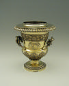 Gilt silver wine cooler with branch handles and family crest