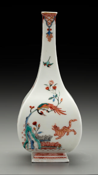 bottle-shaped vase with asian-style decoration
