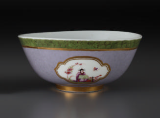 small bowl with purple and green glaze