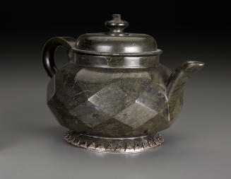 green, faceted hardstone teapot