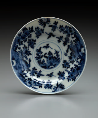 dish with blue floral decoration