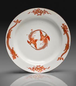 large dish with red dragons