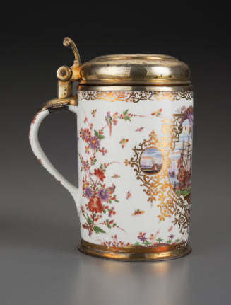 tankard with silver-gilt lid and polychrome decoration