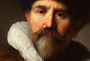 Close up of the face of the man in the oil painting
