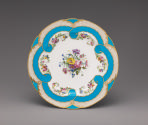 Porcelain plate in blue and white with floral design