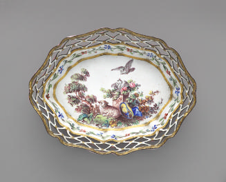 Interior of pink porcelain tray