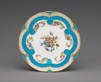 Porcelain plate in blue and white with floral design