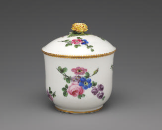 Porcelain Sugar Bowl with white ground and floral decorations