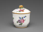 Alternate view of porcelain sugar bowl with white ground and floral decorations