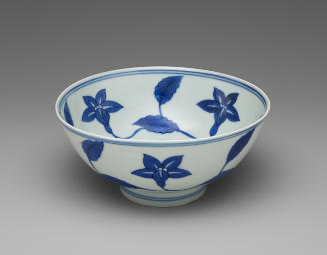 Blue and white porcelain bowl with floral motif