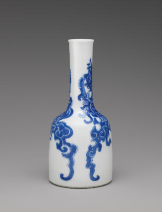 White hard-paste porcelain pestle-form vase with underglaze blue decoration
