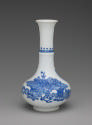 Alternate view of white hard-paste porcelain bottle-shaped vase with underglaze blue decoration