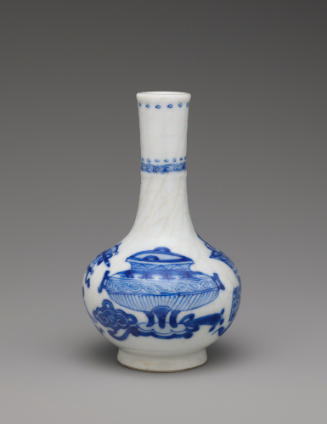 White hard-paste porcelain bottle vase with underglaze blue decoration