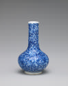 Alternate view of white hard-paste porcelain bottle-shaped vase with underglaze blue decoration