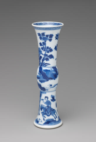 Blue and white porcelain slim beaker vase