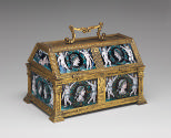 Alternate view of gilt bronze and enamel Casket with Heads of the Caesars within Wreaths