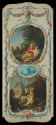 oil painting of two nocturnal scenes surrounded by a decorative border - one scene depicts a ch…