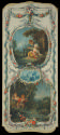 oil painting of two scenes surrounded by a decorative border - one scene depicts two children f…