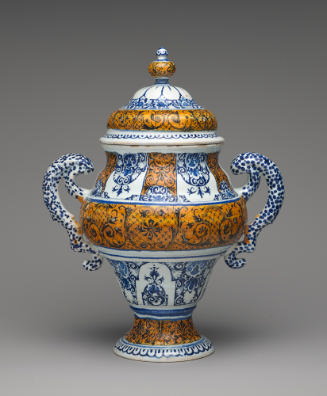 Vase with ornate decoration in yellow and blue