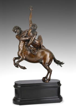 Bronze sculpture of a woman struggling against a centaur