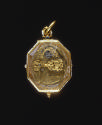Reverse side of Pendant Watch displaying the rock crystal lid and gilt bronze movement with sig…
