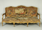 Canapé: Part of a Set of Two Canapés, Eight Armchairs and a Fire Screen Showing Figures and Bir…