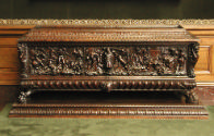 Cassone with Reliefs of Caesar, the Slaying of Niobe's Sons (One of a Pair)