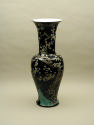 Alternate view of black ground porcelain vase with branches and white flowers