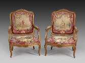 Two armchairs: Part of a Set of Two Canapés, Eight Armchairs and a Fire Screen Showing Figures …
