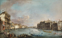 oil painting of a regatta in Venice 
