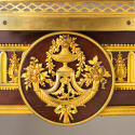 Gilt bronze ornament with urn, garlands, and keyhole