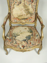 One Armchair, view of tapestry seat: Part of a Set of Two Canapés, Eight Armchairs and a Fire S…