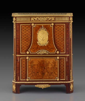 Secrétaire with Pictorial and Trellis Marquetry and gilt bronze decoration