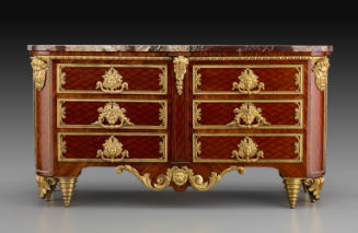 Commode with six drawers, gilt bronze mounts, and Trellis Parquetry 