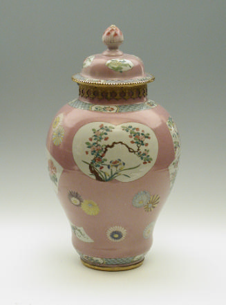 Porcelain covered jar with famille rose decoration