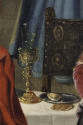 Close up of the objects on the table in the oil painting