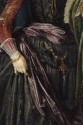 Close up of the dress of the woman on the right in the oil painting