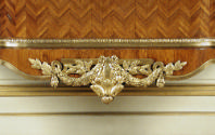 Detail of gilt bronze, Commode with Herringbone Parquetry (One of a Pair)