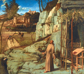 oil painting of St. Francis in the Desert